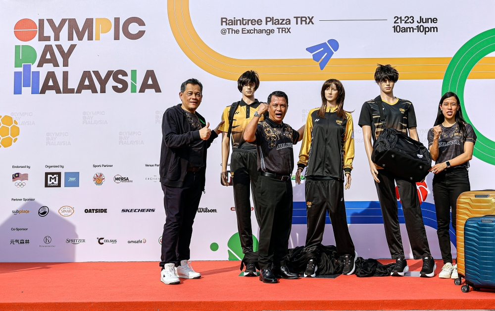 Netizens in mocking comments on social media said the ‘hilarious’ use of static mannequins (and not real models/athletes) to demonstrate the new official attire of collared shirts, T-shirts and jackets at the launch during the 2024 World Olympic Day, was ‘spastic’. — Bernama pic