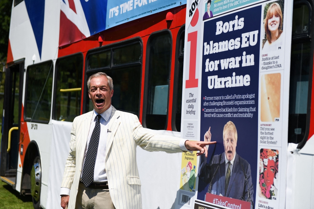 In an interview with the BBC aired last Friday, Nigel Farage said he stood by previous comments that Russia’s invasion of Ukraine was a consequence of the eastward expansion of the European Union and Nato. — Reuters pic