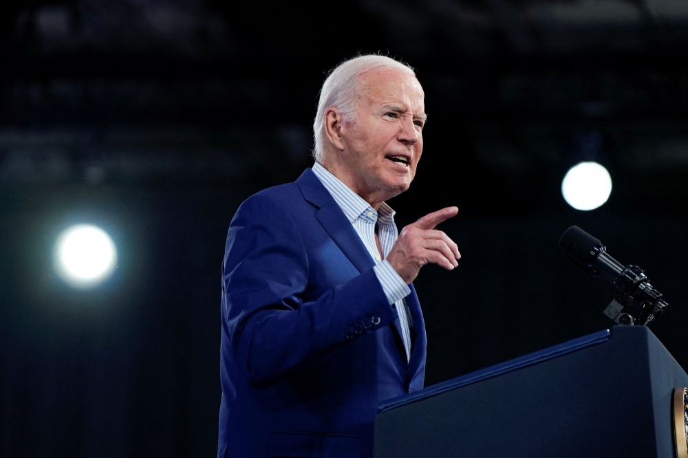 US President Joe Biden speaks during a campaign rally in Raleigh, North Carolina June 28, 2024. — Reuters pic