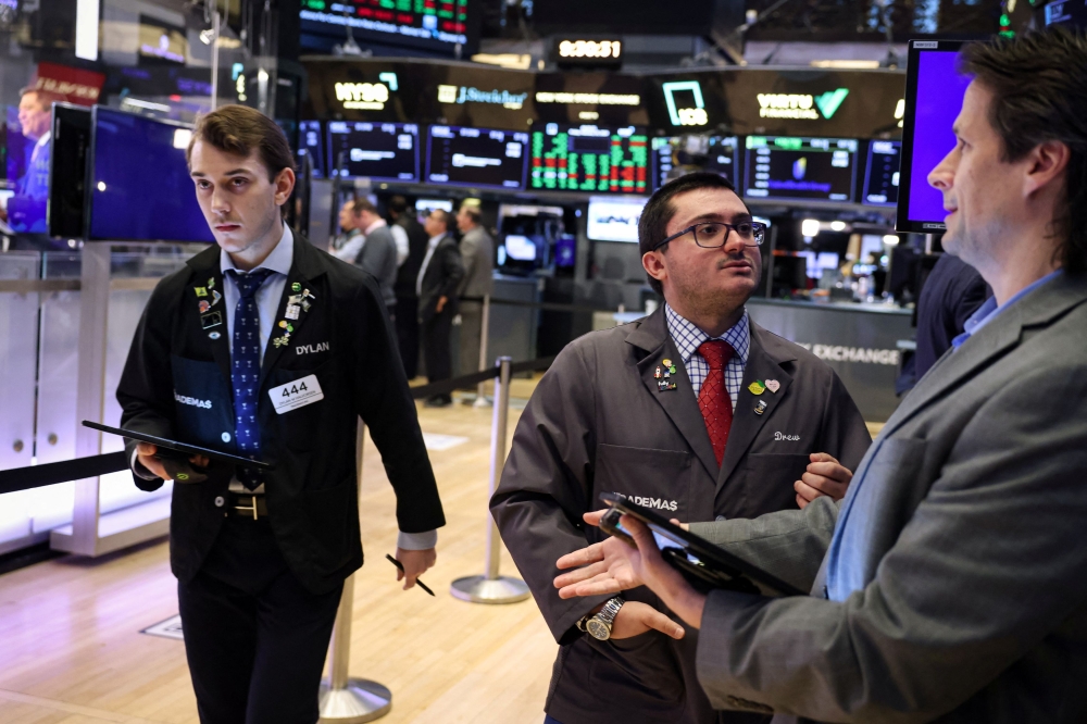 The Dow Jones Industrial Average fell 41.12 points, or 0.11 per cent, to 39,122.94. The S&P 500 lost 22.57 points, or 0.41 per cent, at 5,460.30 and the Nasdaq Composite dropped 126.08 points, or 0.71 per cent, to 17,732.60. — Reuters pic