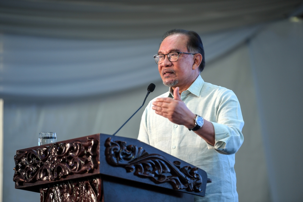 Prime Minister Datuk Seri Anwar Ibrahim at the groundbreaking ceremony of the Bukit Bendera Cable Car project in George Town June 29, 2024. ― Bernama pic