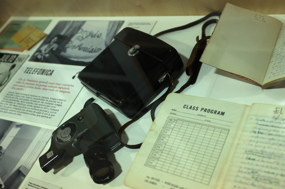 The first camera used by Spanish filmmaker Pedro Almodovar is displayed as part of the exhibition ‘Madrid, Chica Almodovar’ (Madrid, Almodovar Girl), at the Centro Condeduque in Madrid June 20, 2024. — AFP pic
