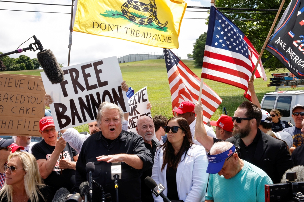 Steve Bannon, an influential Donald Trump ally, reported to prison yesterday to serve a four-month sentence after he was convicted for defying a congressional subpoena from the committee that probed the January 6, 2021, US Capitol attack. — Reuters pic