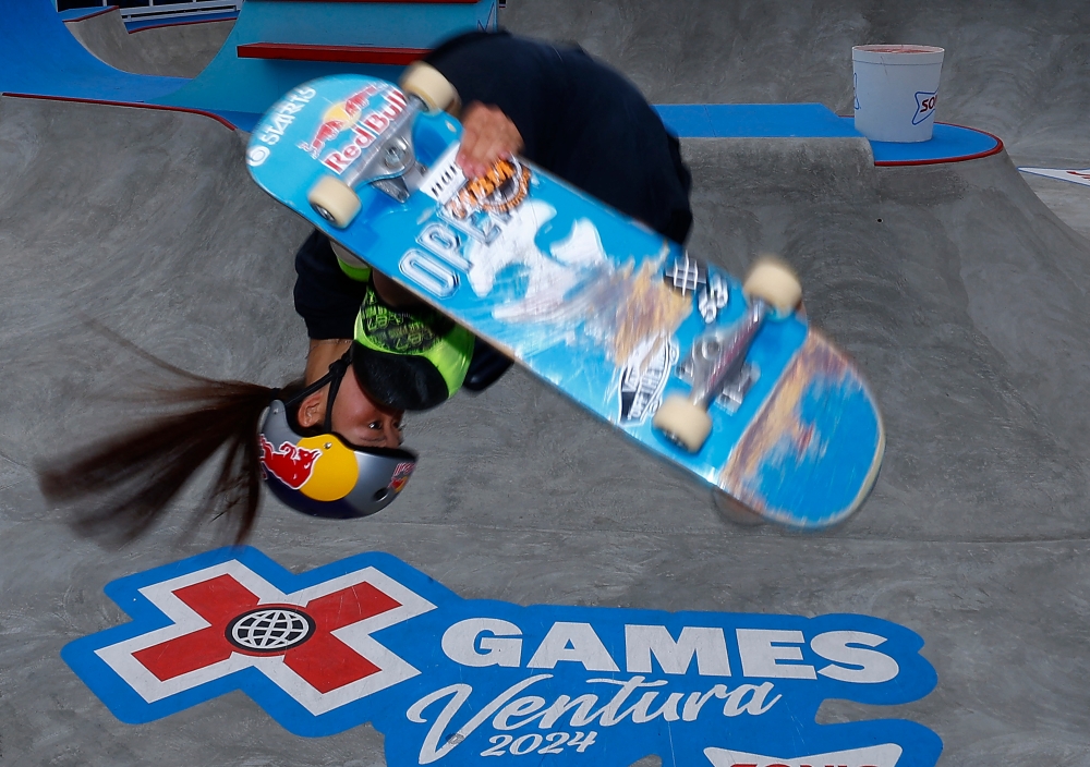 Hinano Kusaki of Japan competes in the Women's Skateboard Park Final during X Games Ventura 2024 at Ventura County Fairgrounds and Event Center on June 30, 2024 in Ventura. — AFP pic