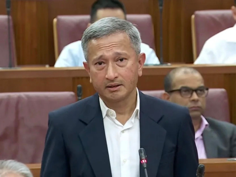 Singapore foreign minister Vivian Balakrishnan argued 'both sides have legitimate rights' and that they also both have a right to live in peace and dignity within secure borders.' — CNA screengrab of YouTube