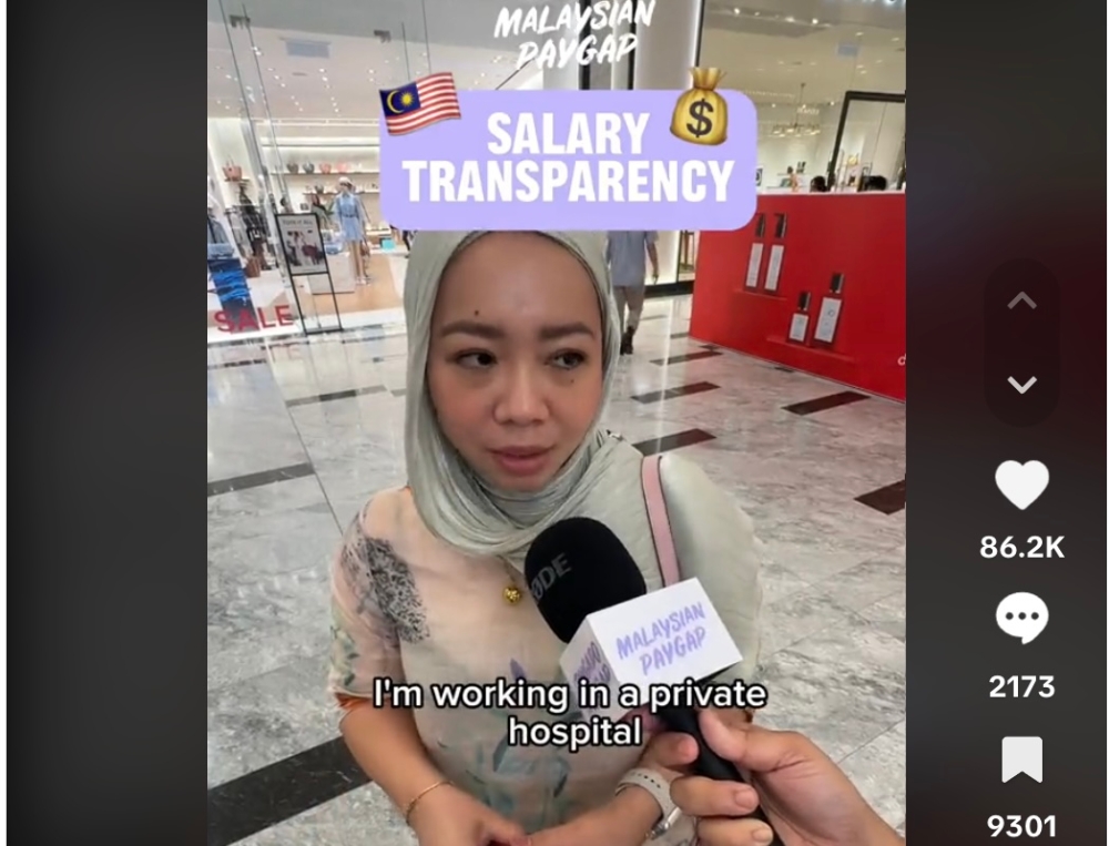 Dr Khairunnisa binti Mohamad Khalil’s casual reveal of her roughly RM60,000 monthly salary has earned TikTok user @malaysianpaygap over 85.6 likes. — Screenshot of TikTok/malaysianpaygap