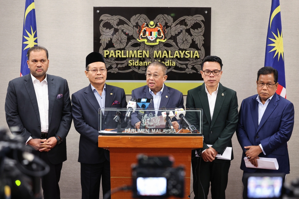 Labuan MP Datuk Suhaili Abdul Rahman addresses a press conference in Parliament Kuala Lumpur July 3, 2024. — Bernama pic