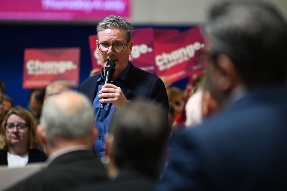 Polls show the Labour Party set for its first general election win since 2005 — making Keir Starmer the party’s first prime minister since Gordon Brown in 2010. — AFP pic