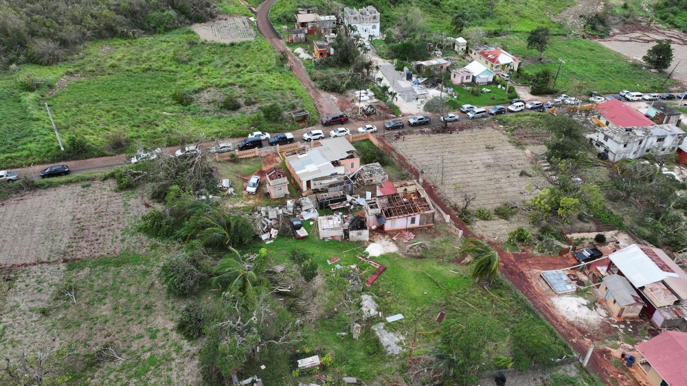 A drone view of debris and the remnants of damaged houses in the aftermath of Hurricane Beryl in St. Elizabeth Parish, Jamaica,on July 5. — Reuters