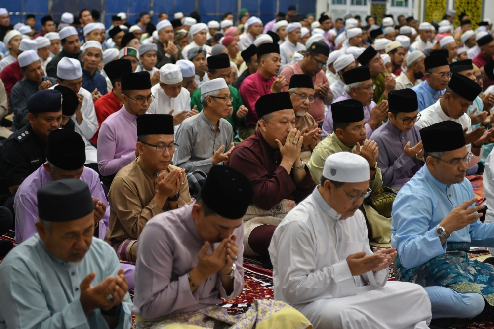 Congregants perform the Solat Hajat during state-level Maal Hijrah 1446H celebrations in Kota Baru July 6, 2024. — Bernama pic