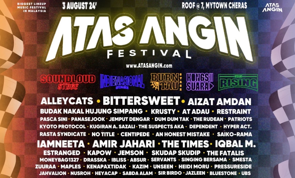 The list of 101 performers for the 15-hour indie music festival. — Image from Atas Angin