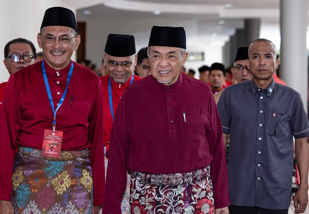 Umno president Datuk Seri Ahmad Zahid Hamidi attends the opening of the Kuala Kangsar Umno Division Meeting at Dewan Jubli Perak in Kuala Kangsar July 8, 2024. — Bernama pic