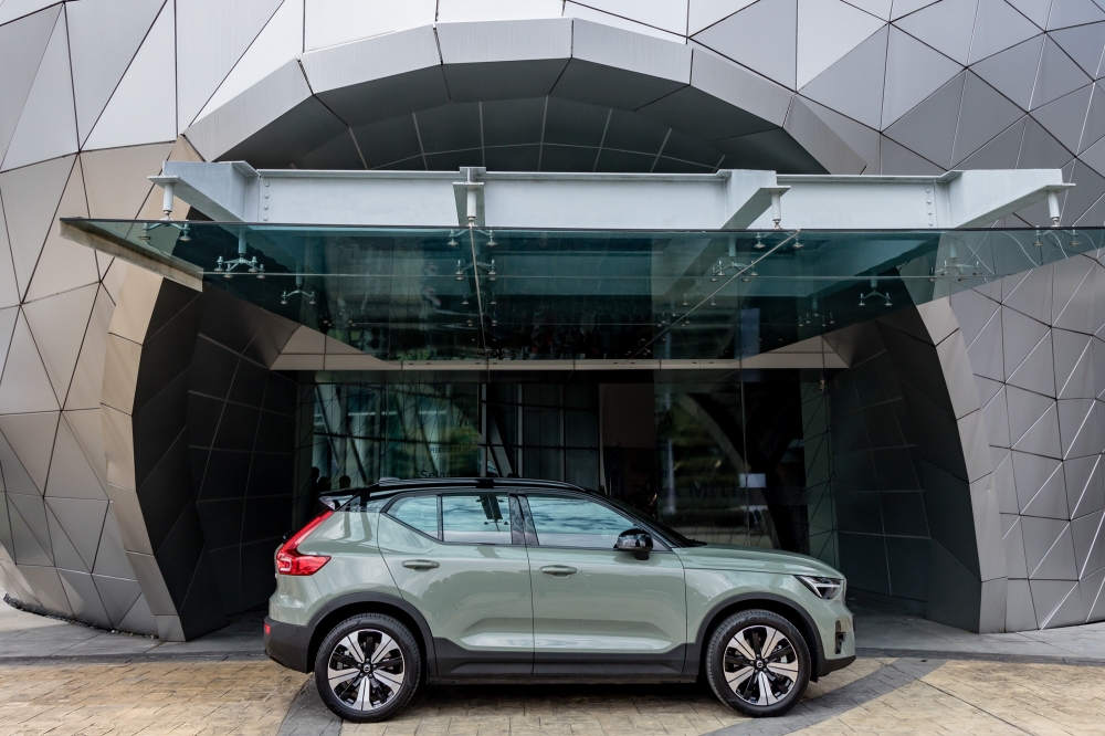 File picture of the Volvo XC40 Electric vehicle (EV) at Miti Tower in Kuala Lumpur February 20, 2023. The Malaysian government has made the adoption of electric vehicles among the thrusts of its National Energy Transition Roadmap (NETR). It is targeting for EVs to account for 15 per cent of all vehicles sold by the year 2030, rising to 80 per cent by 2050. — Picture by Firdaus Latif