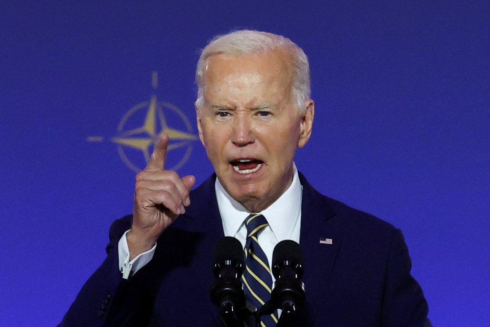 The White House has promised a press conference by US President Joe Biden at the Nato event in Washington on July 11, local time. — Reuters pic