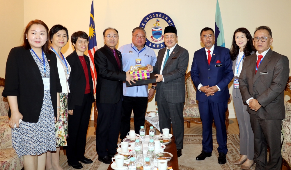 Hajiji received a courtesy visit from the Ambassador of the People's Republic of China to Malaysia Ouyang Yujing (fourth from  left) at the Sabah State Legislative Building in Kota Kinabalu earlier today. — Bernama pic 