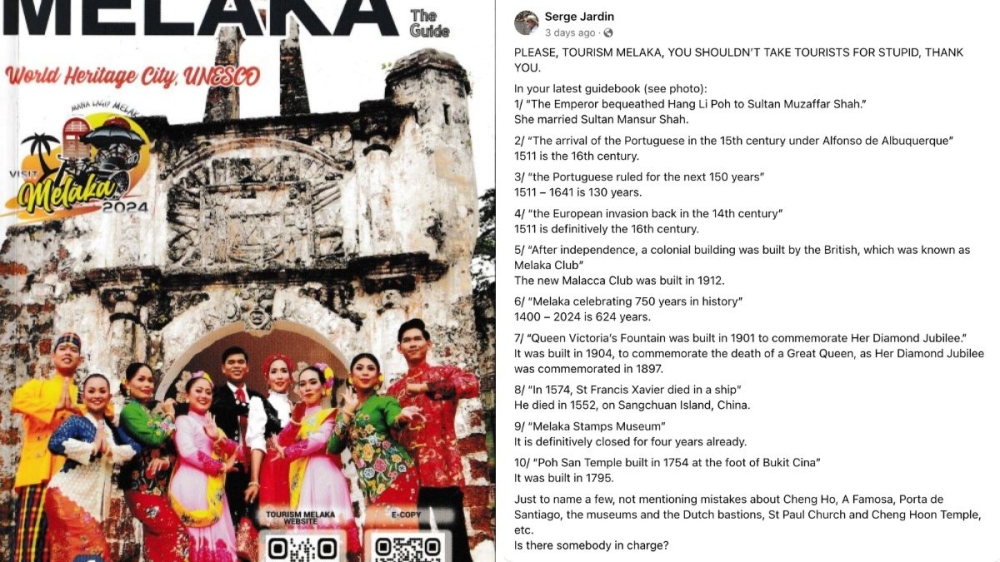 Frenchman Serge Jardin posted a long list of inaccuracies he found in the guidebook on Facebook that are remarkable in that the supposed facts seemed to have just been pulled out of thin air or hallucinated, as there are no sources online that replicate the errors mentioned. — Picture composite via Facebook/Serge Jardin