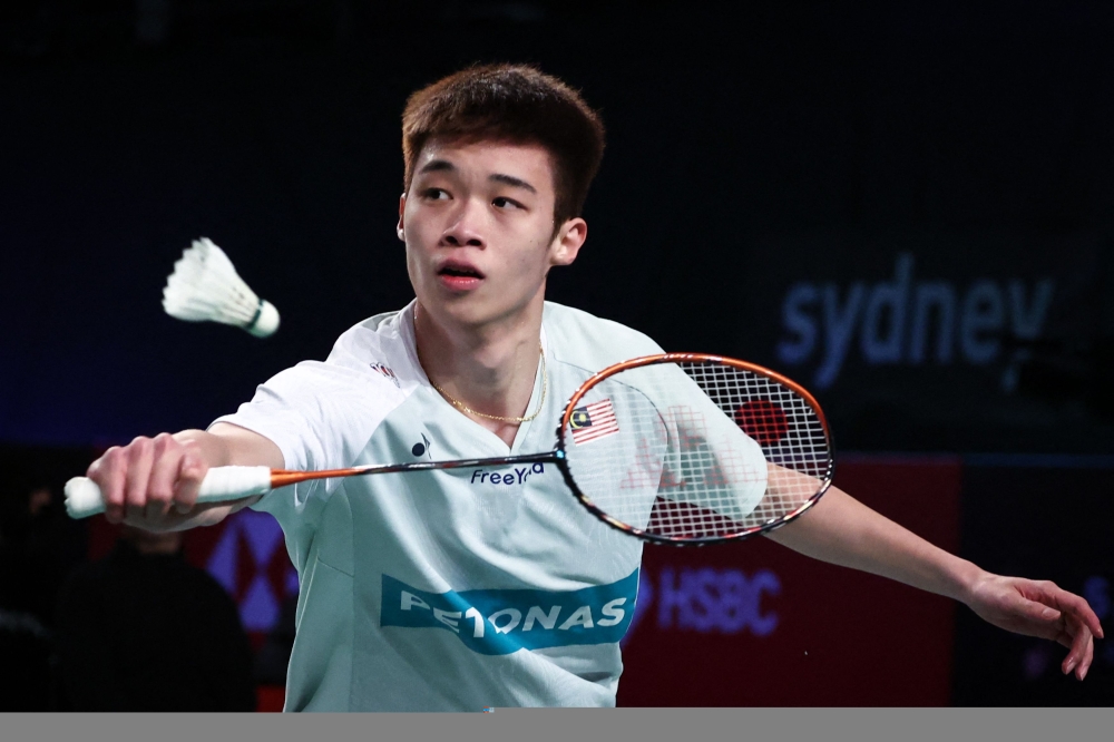 Malaysian shuttler Ng Tze Yong pictured during the Australia Open badminton tournament in 2023. In China, prices of shuttlecocks have reportedly increased from the fall in supply of duck and goose feathers. — AFP pic