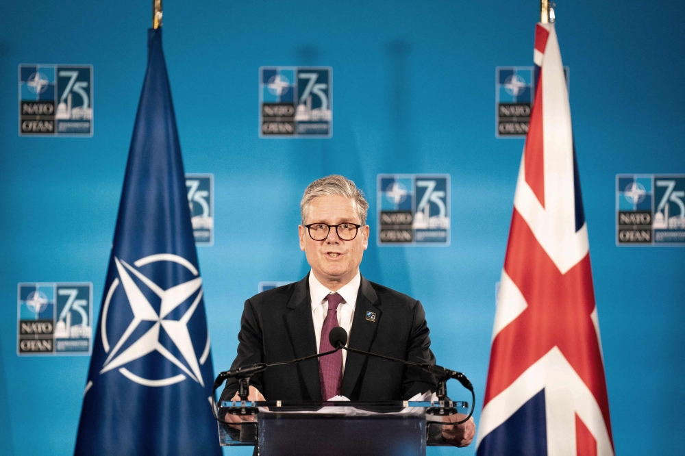 Britain’s Prime Minister Keir Starmer holds a press conference at the end of the Nato 75th anniversary summit at the Walter E. Washington Convention Center in Washington, DC July 11, 2024. — Stefan Rousseau/Pool/AFP pic 