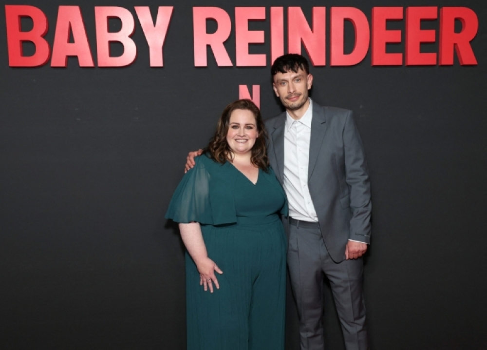 Jessica Gunning and Richard Gadd attend a recent photocall for ‘Baby Reindeer’. The controversial Netflix series is expected to rack up Emmy nominations. — AFP pic