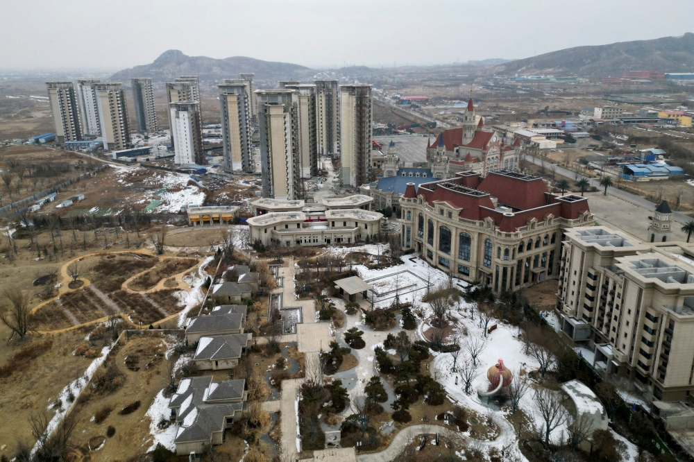An aerial view of an unfinished residential development by China Evergrande Group in the outskirts of Shijiazhuang, Hebei province February 1, 2024. — Reuters pic  