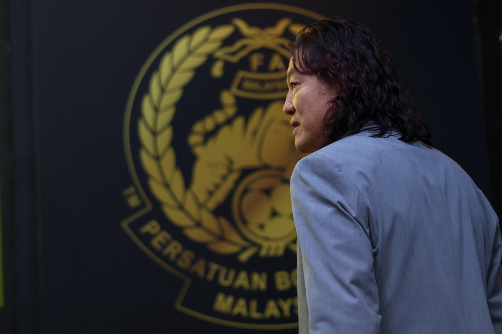 Harimau Malaya Head Coach Kim Pan Gon is seen during the press conference announcing his resignation as head coach of the national squad at Wisma FAM in Petaling Jaya July 16, 2024. — Bernama pic