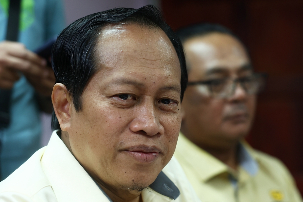 Deputy Works Minister Datuk Seri Ahmad Maslan addresses a press conference after a working visit to the Public Works Department in Gua Musang July 17, 2024. — Bernama pic