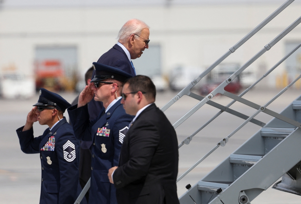 US President Joe Biden has come under pressure to drop his re-election bid. — Reuters pic