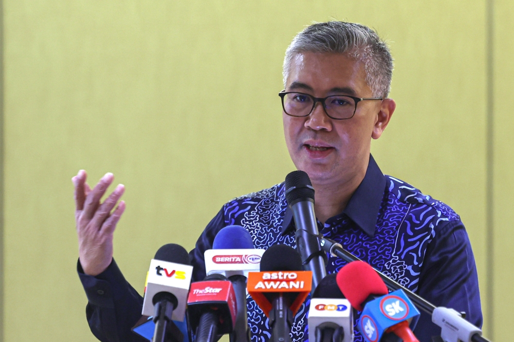 Investment, Trade and Industry Minister Datuk Seri Tengku Zafrul Abdul Aziz during a press conference after presenting the ministry’s report card for the second quarter of 2024 (2Q 2024) in Kuala Lumpur, July 18, 2024. — Bernama pic 