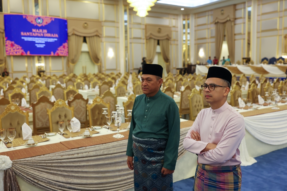Communications Minister Fahmi Fadzil, who chairs the Special Committee for the King’s Installation Events attends the rehearsal for the Royal Banquet in conjunction with the Installation Ceremony of His Majesty Sultan Ibrahim, the 17th King of Malaysia at Istana Negara, July 18, 2024. — Bernama pic 