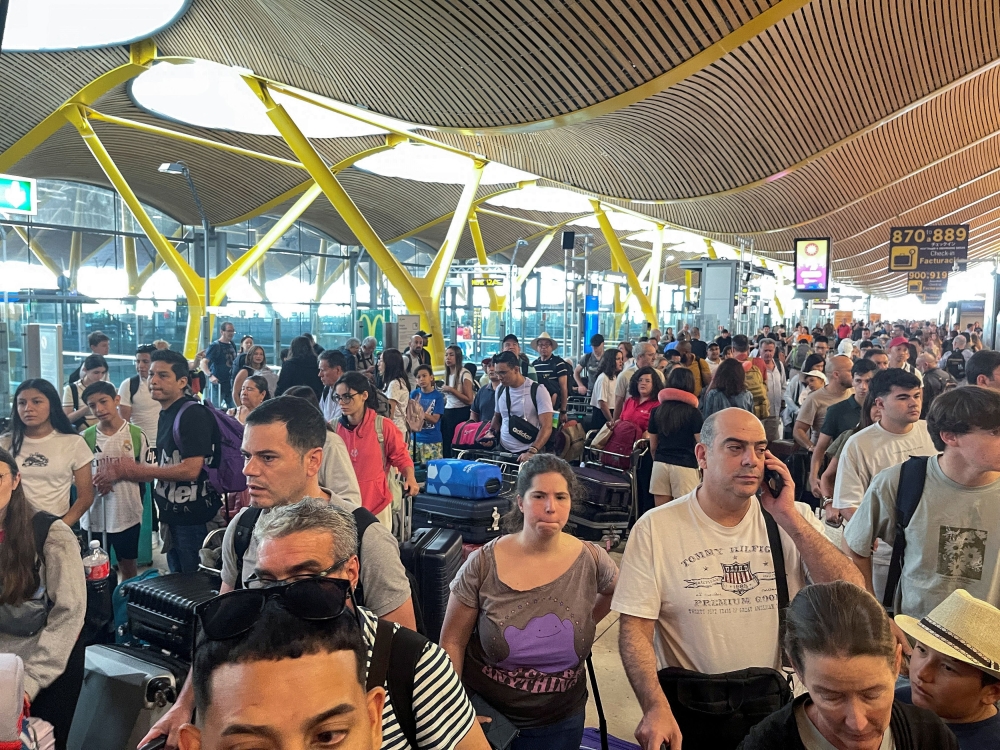 All airports in Spain are experiencing disruptions from an IT outage that has hit several companies worldwide today, the airport operator Aena said. — Reuters pic