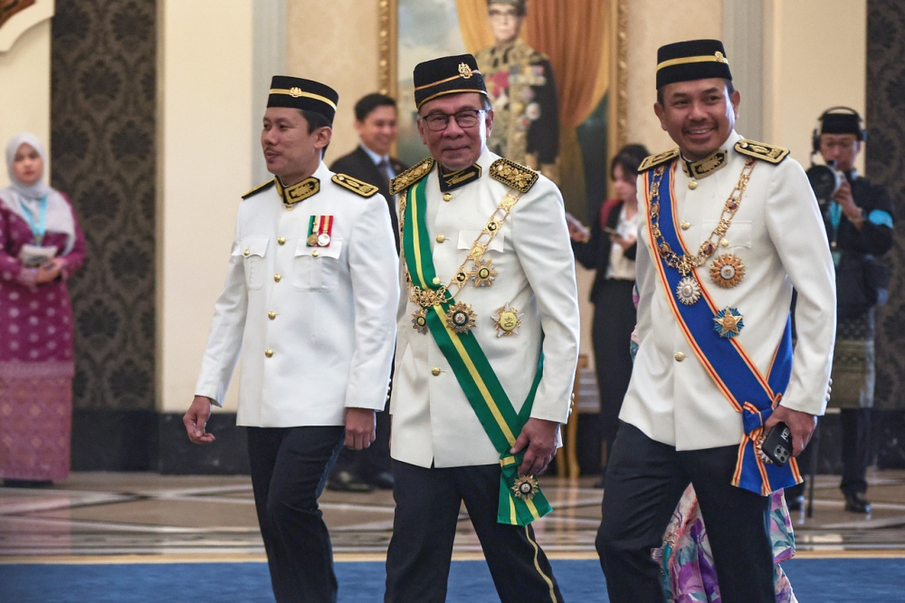 Prime Minister Datuk Seri Anwar Ibrahim attends the Installation Ceremony of Sultan Ibrahim as the 17th King of Malaysia at Istana Negara Kuala Lumpur July 20, 2024. — Bernama pic