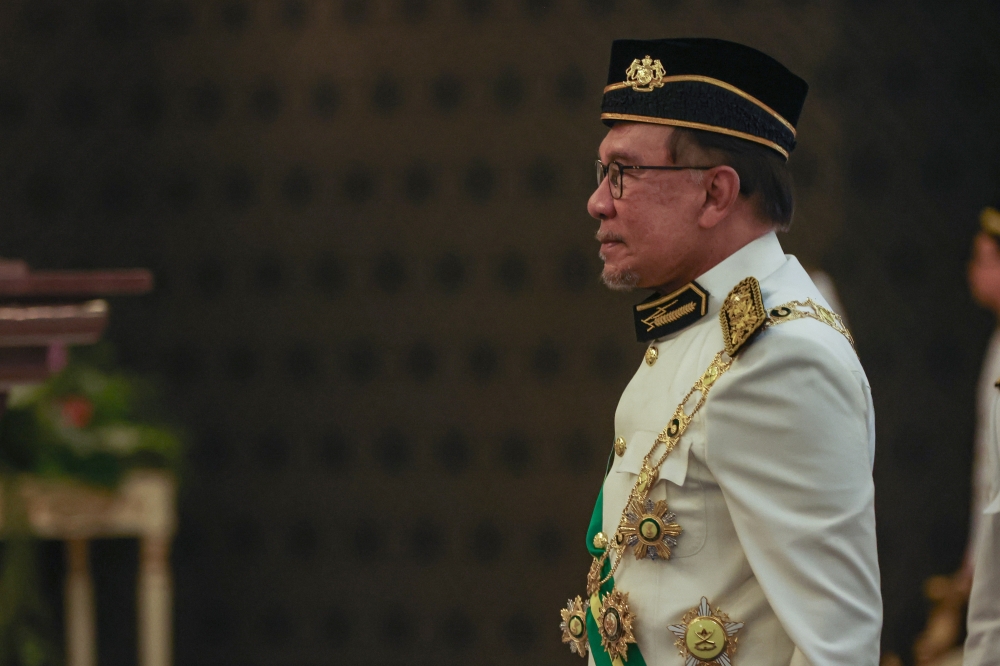 Prime Minister Datuk Seri Anwar Ibrahim attends the Installation Ceremony of Sultan Ibrahim as the 17th King of Malaysia at Istana Negara in Kuala Lumpur July 20, 2024. — Bernama pic