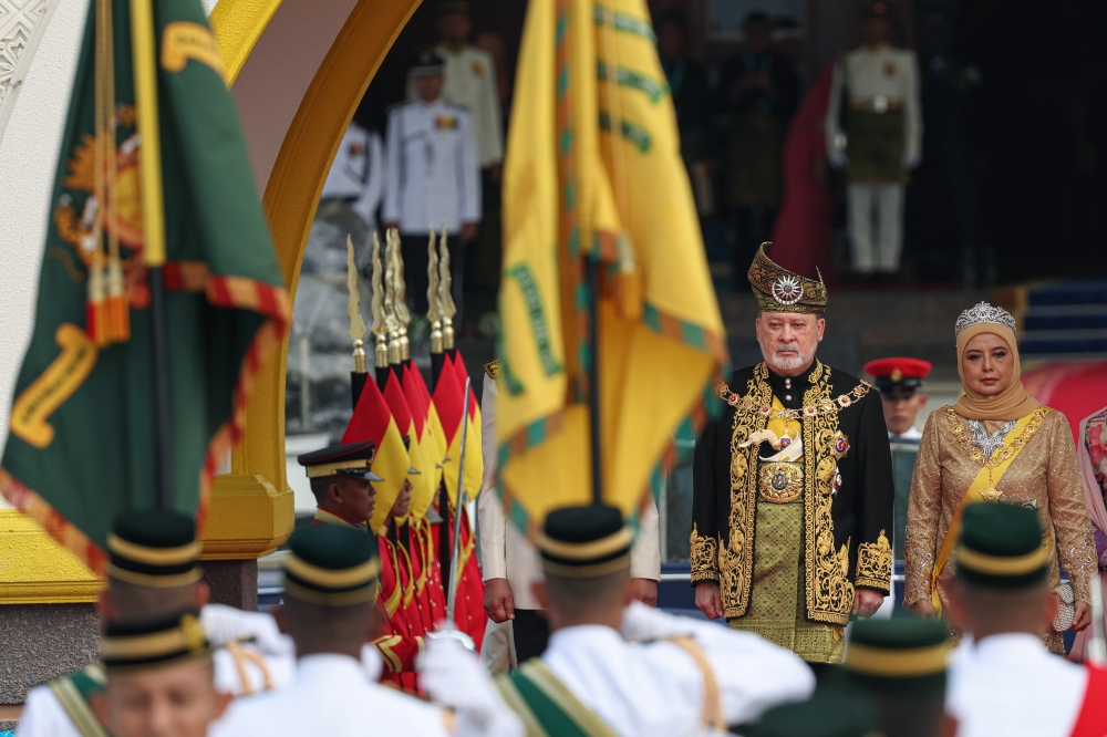 His Majesty Sultan Ibrahim, King of Malaysia, and Her Majesty Raja Zarith Sofiah, Queen of Malaysia, grace the Installation Ceremony of Sultan Ibrahim as the 17th King of Malaysia at Istana Negara in Kuala Lumpur July 20, 2024. — Bernama pic