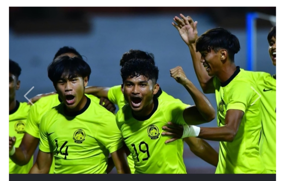 Malaysia’s Under-19 team celebrate after beating Singapore during their Asean Under-19 Championship match. — Bernama pic