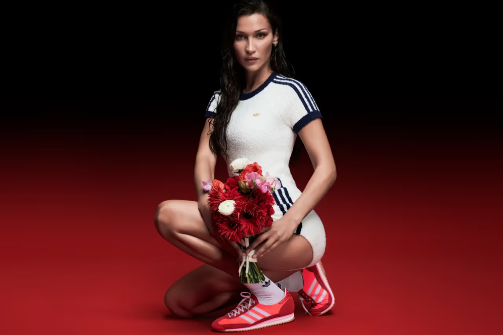 Adidas has sparked fury by recruiting pro-Palestine model Bella Hadid to model therevival of the SL 72 trainers - first made for athletes at the 1972 Munich Olympics. — Image by Adidas