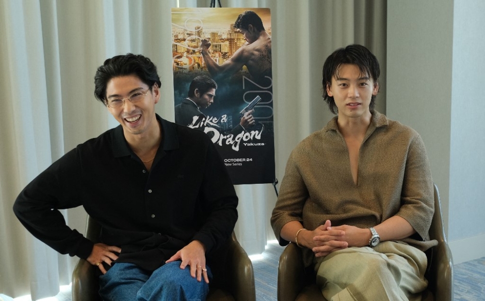 Ryoma Takeuchi (right) and Kento Kaku speak during an interview for Amazon Prime Video’s ‘Like a Dragon: Yakuza’ on the sideline of Comic Con International in San Diego July 27, 2024. — AFP pic
