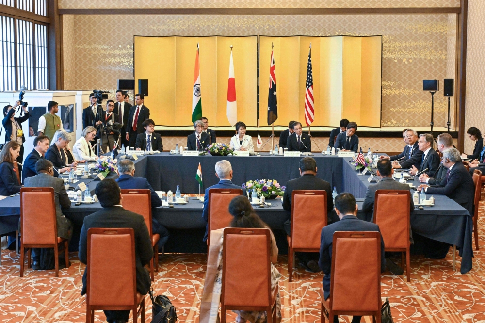US Secretary of State Antony Blinken (right) had met Japan's Foreign Minister Yoko Kamikawa (centre) during the Quad Ministerial Meeting in Tokyo, July 29, 2024. — AFP pic