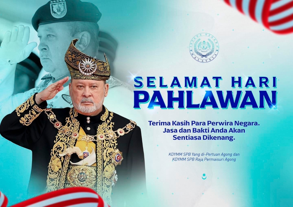 In a Facebook post uploaded in conjunction with Warriors’ Day today, Their Majesties thanks national heroes and said their services and sacrifices will always be remembered. — Picture from Facebook/Sultan Ibrahim Sultan Iskandar   