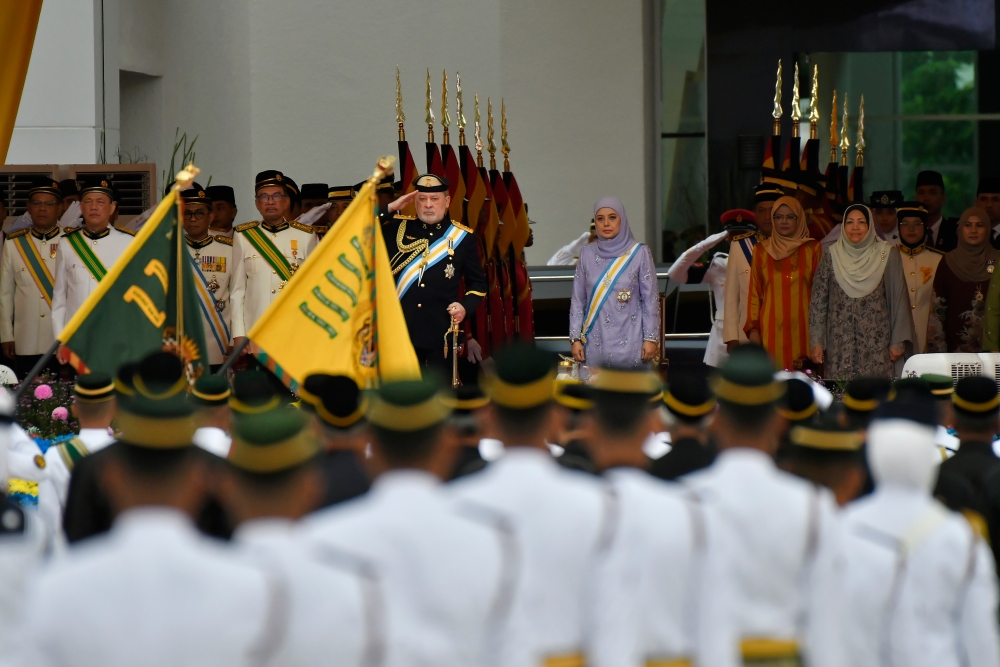 His Majesty, Sultan Ibrahim, the King of Malaysia and Her Majesty, Raja Zarith Sofiah, the Queen of Malaysia attend a parade in conjunction with the 2024 Warriors’ Day celebration at Dataran Pahlawan Negara in Putrajaya, July 31, 2024. — Bernama pic 