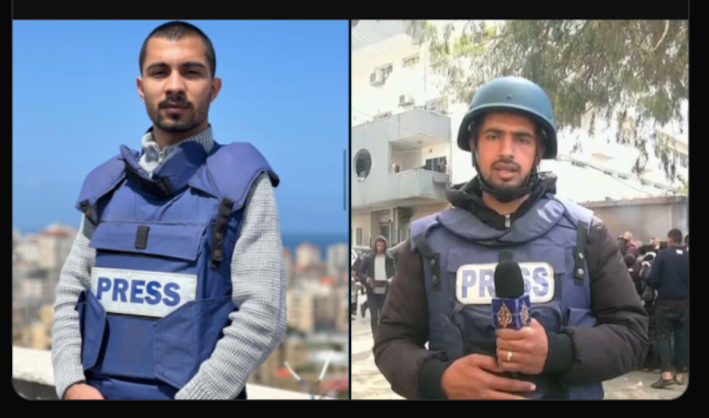 The Qatar-based news outlet said its Arabic channel correspondent Ismail Al Ghoul and cameraman Rami Al Rifi were ‘targeted by Israeli occupation forces’ during their coverage of Gaza’s Al-Shati refugee camp. — Picture from social media 
