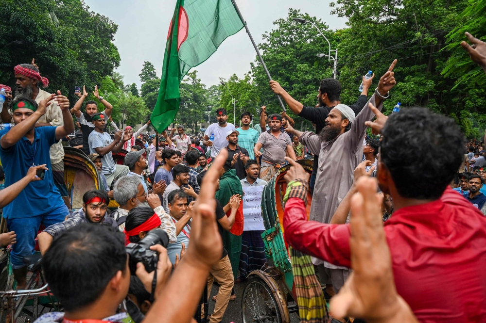 Anti-Discrimination Student Movement held a rally at Central Shaheed Minar in Dhaka on August 3, 2024, to demand justice for the victims killed in the recent countrywide violence during anti-quota protests. — AFP pic