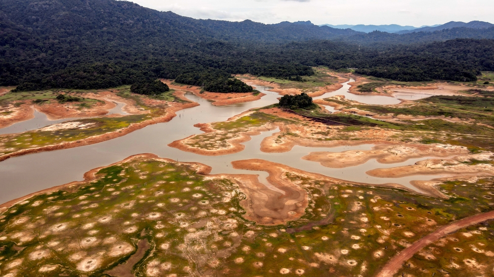 Water levels at Muda Dam are down as seen here on July 29, 2024. — Bernama pic