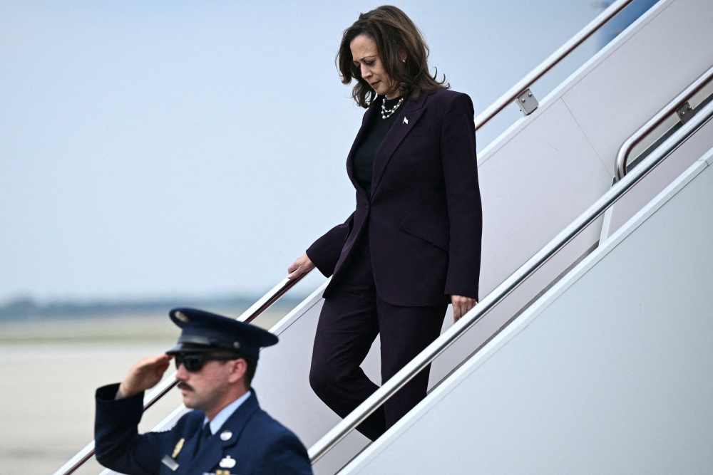 All paths to the White House run through a handful of swing states, and Harris will kick off her five-day run tomorrow in the largest—Pennsylvania—as she builds momentum for her showdown with Republican Donald Trump on November 5. — Reuters pool pic