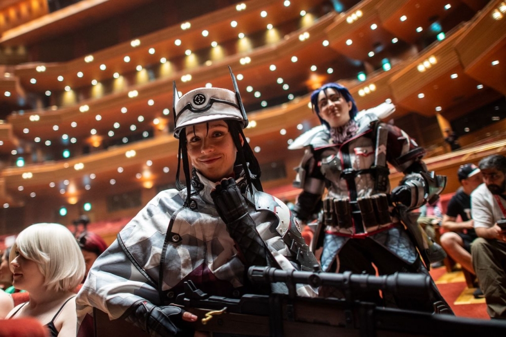 Team Britain's Holly Churchill and Jasmine Churchill take part in a rehearsal before the world cosplay championship 2024 during the World Cosplay Summit in Nagoya. — AFP