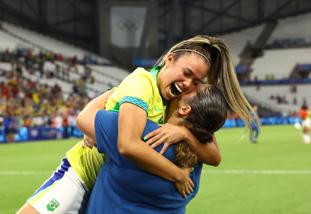 Priscila of Brazil celebrates after the match. — Reuters pic