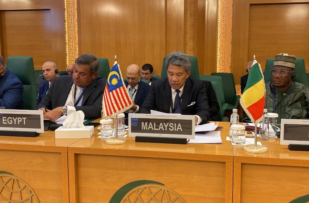 Foreign Minister Datuk Seri Mohamad Hasan attends the Extraordinary Open-Ended Meeting of the OIC Executive Committee in Jeddah, Saudi Arabia on August 7, 2024. — Picture from X/Wisma Putra 