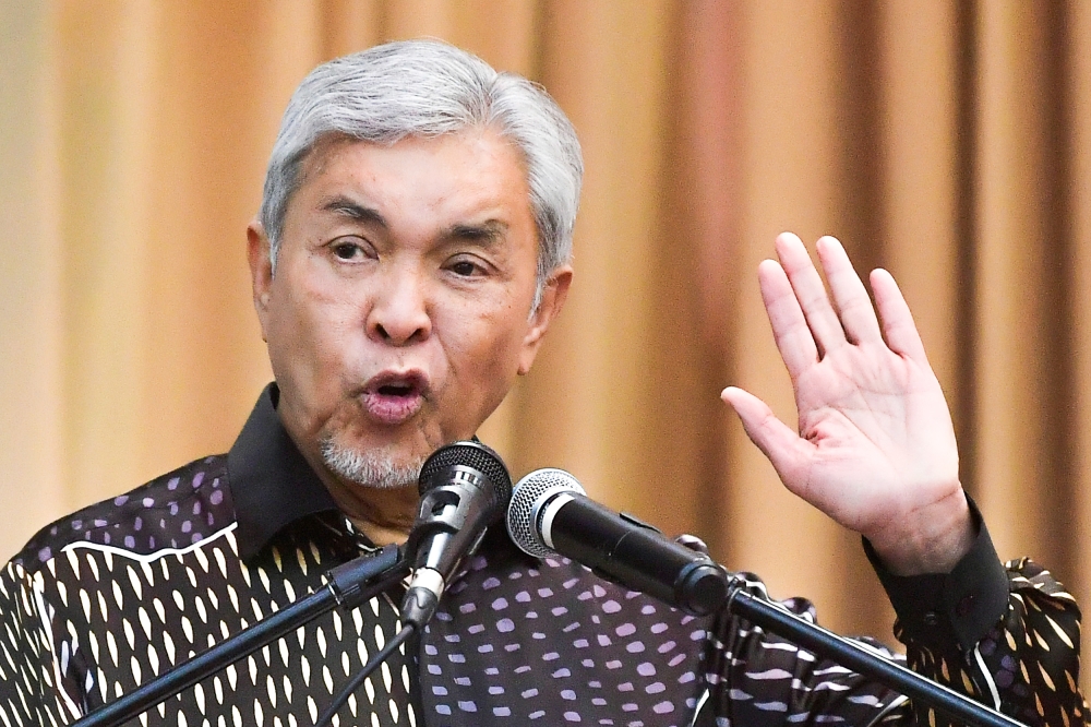 Umno president Datuk Seri Ahmad Zahid Hamidi claimed he had 'masterminded' the ouster of Tun Dr Mahathir Mohamad. — Picture by Miera Zulyana