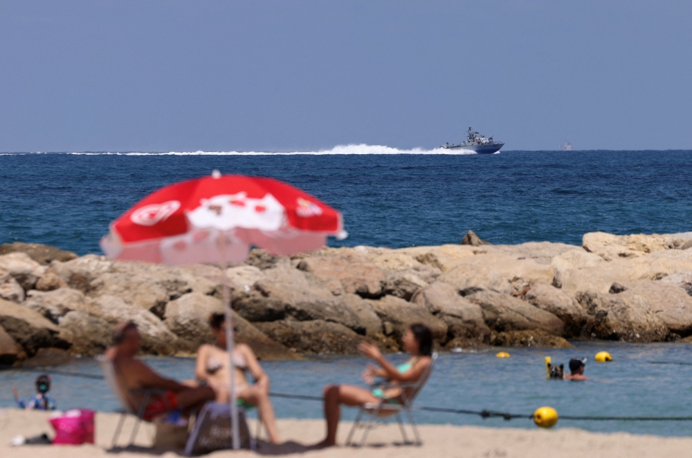 An Israeli navy vessel operates on the Mediterranean Sea, amid ongoing hostilities between Hezbollah and Israel, off the shore of Haifa, Israel, August 6, 2024. — Reuters pic