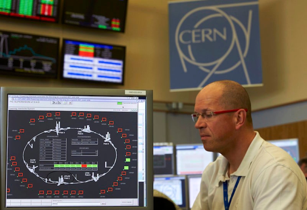 A file photograph shows a technical worker at the European Organisation for Nuclear Research (CERN) in Prevessin near Geneva, Switzerland. — Reuters pic