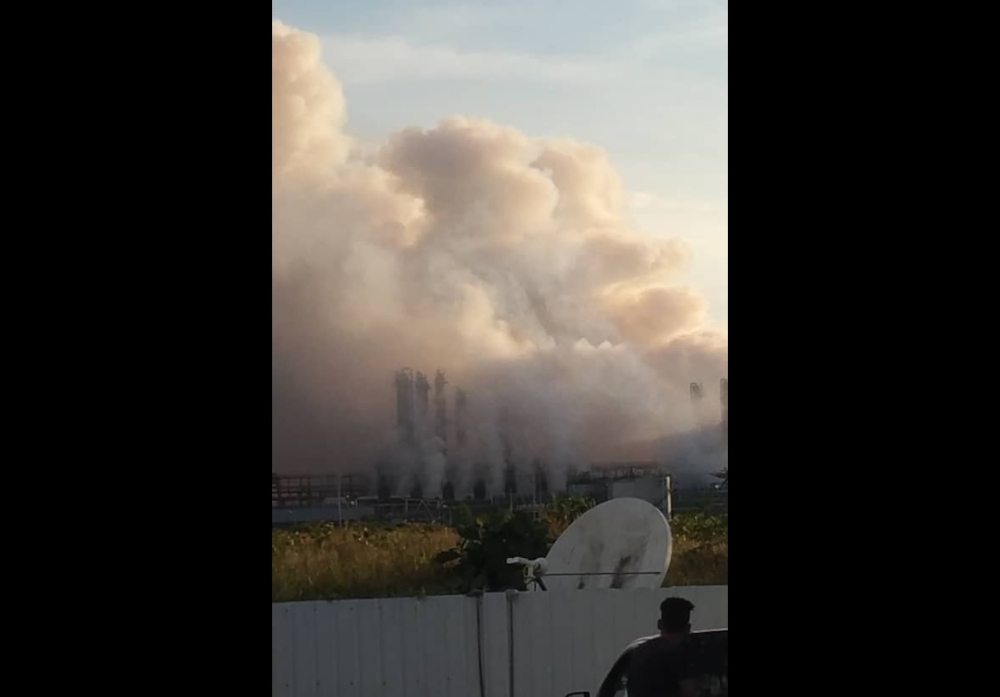 Several video recordings shared on social media showed large explosions and fireballs in the air, as well as thick smoke coming from the factory. — Picture from social media 